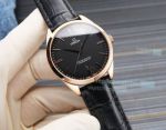 Clone Omega De Ville Japan 8215 Movement SS Black Dial Rose Gold Bezel Watch 40mm